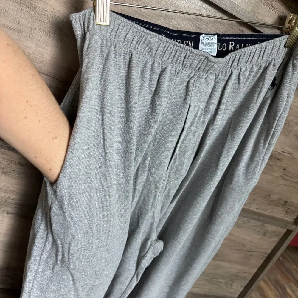 Polo by Ralph Lauren L Gray Pique Pajama Pants Preppy Sporty PJ Leisure Casual